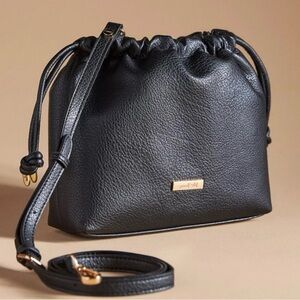 Mila + Lili Anthropologie Black Vegan Leather Crossbody Cosmetic Bag